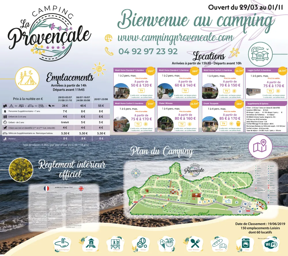 EBCD Signalétique Camping -panneau tarif plan - PROVENCALE